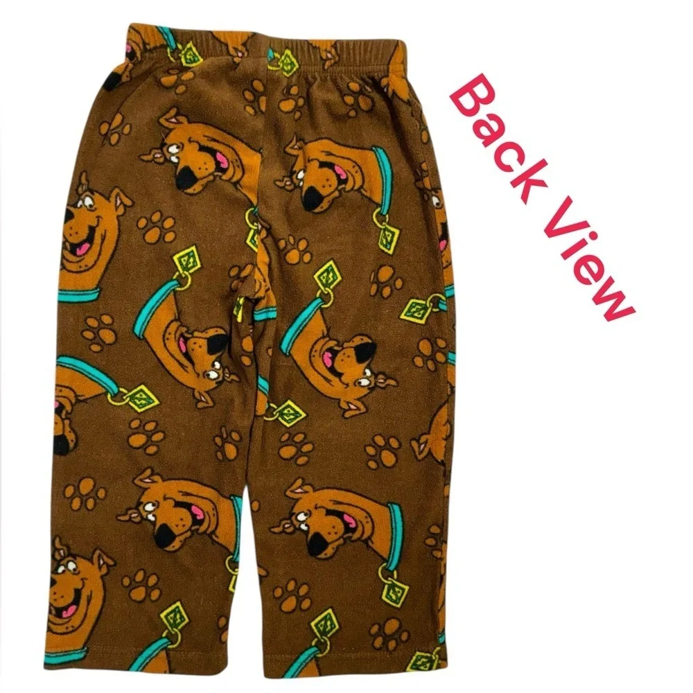 Scooby-Doo Fleece Pajama Pant Brown Multicolor Cartoon Print Unisex Toddler 4T